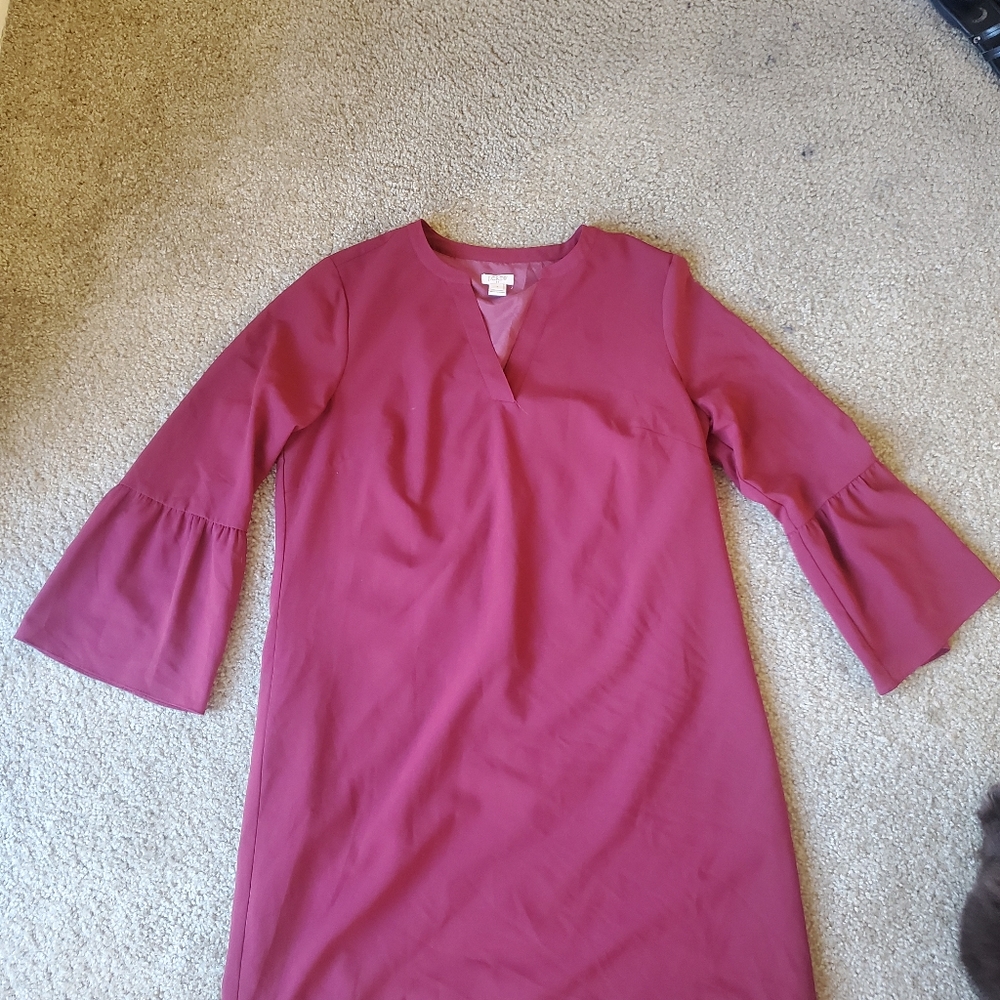 COPY - J crew bell sleeve cranberry dress